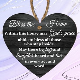 "Bless This Home, May God's Peace Abide" – Inspirational Christian Wall Decor for Home – Heartfelt Religious Gift for Housewarming, New House or Family Celebrations (Small: 10 cm (H) × 9 cm (W))