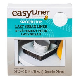Smooth Top EasyLiner Lazy Susan Liner Kit - Easy to Install, Circular, Non Slip Shelf Liner for Lazy Susan Kitchen Cupboards and Shelves, 30 Inch Diameter, White, 2-Pack
