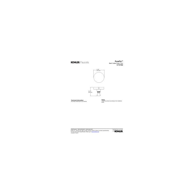 KOHLER PUREFLO™ BATH DRAIN TRIM - CONTEMP ROT