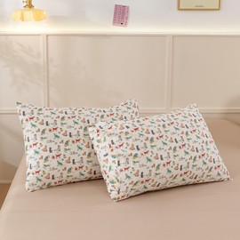 ECOCOTT 2 Pack Pillowcase Standard Size, Cartoon Cute Dogs Animal Pattern Pillow Cases Set, 100% Cotton Pillow Covers with Envelope Closure (Standard, 20"x26")