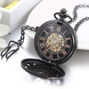 JewelryWe Mens Hollow Pocket Watch Mechanical Movement Classic Retro Roman