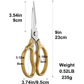 Kitchen Scissors Heavy Duty Food Shears All Purpose Premium Stainless Steel Cooking Scissors Metal Accessories Kitchen Gadget for Cutting,Meat,Poultry,Fish,Bone,Herbs (Gold)