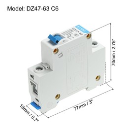 sourcing map Miniature Circuit Breaker Low Voltage AC 50A 230/400V 1 Pole DIN Rail Installation DZ47-63 C50
