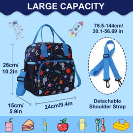 RAVUO Lunch Bag for Kids, Insulated Lunch Box Large Thermal School Lunch Cooler for Girls and Boys with Detachable Shoulder Strap