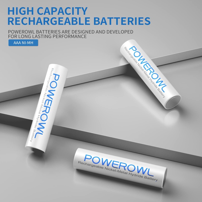 POWEROWL AAA Rechargeable Batteries, High Capacity Triple A Batteries 1000mAh
