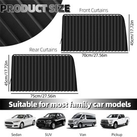 Sun Protection Car Curtain Magnetic, Magnetic Sun Protection Side Window, Privacy Screen, Car Window Blackout, UV Protection, Heat Protection, Sun Visor, Side Window for Children, Adults, Pack of 4