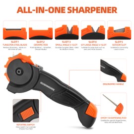 Rushmore Multipurpose Garden Tool & Knife Sharpener – 6-in-1 Diamond, Carbide & Ceramic Blade Sharpener for Pruners, Scissors, Axe, Machete, Hedge Shears & Lawn Mower Blades