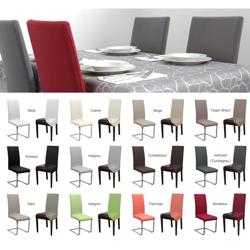 BEAUTEX Set of 4 Jersey Chair Covers, Elastic Stretch Covers,