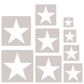Queerelele Pack of 9 Star Stencils, Plastic 5 Point Star Stencil, Large Pentagram Stencil, Star Stencils for Painting on the Wall Window Home Decoration DIY Crafts