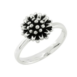 TISHAVI Sterling Silver Flower Design Women Stacking Ring - 925 Silver Vintage Statement Ring Size 9 for Mom Sister Wife