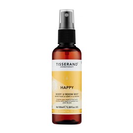 Tisserand Body and Room Mist - Home Fragrance with Lemon Tea Tree, Bergamot, Nutmeg, and Petitgrain Essential Oils - Vegan - Happy - 3.38 oz