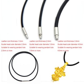 Aleasha 1.5 mm 2 mm 3 mm Rubber Necklace Set Leather Cord Necklace Men Women Genuine Leather Chain Black Length 45 50 55 cm Available Pendant Accessories Jewellery Gifts, Leather, No Gemstone