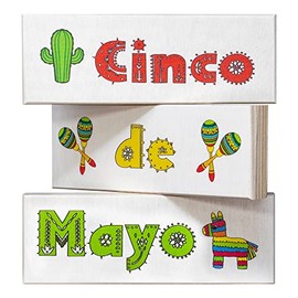 JennyGems Cinco De Mayo Decorations, Cinco De Mayo Decor Signs, Cinco de Mayo Party Supplies Fiesta, Mini Wood Block Signs, Tiered Tray Decor, Tabletop and Mantel Accents