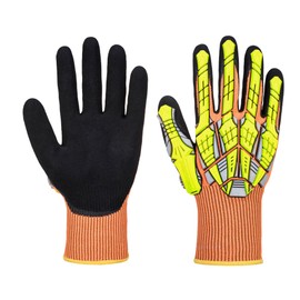Portwest A727 Anti Impact Safety Work Gloves - Cut Resistant & Impact Reducing Protective Work Gloves Orange/Black, Medium