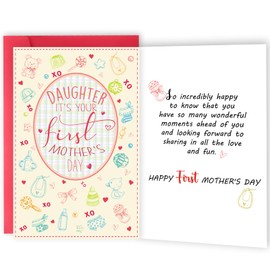 Amorista Happy First Mother's Day Gifts for Daughter, Cute 1st Mothers Day Card for New Mom, Sweet Daughter Mother's Day Card Ideas