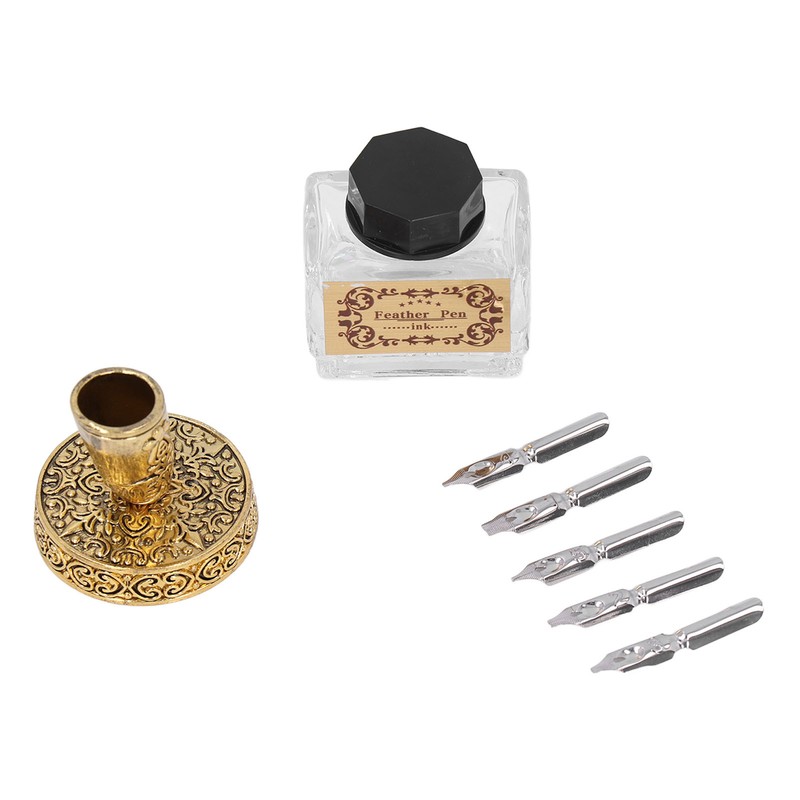 Feather Pen Exquisite Vintage Elegant Stainless Steel Smoothly Writing Wear