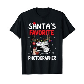 Funny Christmas Outfit Santa's Favorite Photographer Xmas T-Shirt