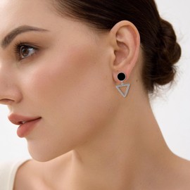 Micory Asymmetric Earrings for Women 925 Sterling Silver Geometric Earrings Jewellery Gift for Girls Wife Mother Daughter, Sterling Silver