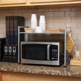 Mind Reader Kitchen Storage, Microwave Stand, Shelf Organizer, Rack Shelf, Metal, 23.75"L x 12.75"W x 18.75"H, Silver