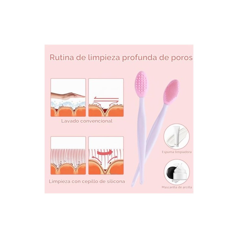4 PCS Silicona Cepillos Limpieza Facial Manual, Silicona de Doble