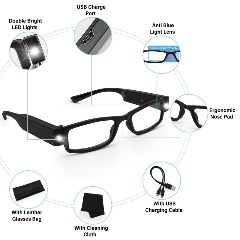Magnifying Glasses with Light Rechargeable Reading Glasses Bright LED Readers