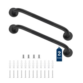 YF (2-Pack) Grab Bars for Shower and Bathtub, Black Anti-Slip 201 Stainless Steel Safety Bars, Handicap Bathroom Handrails, Shower Handle for Seniors, Ideal for Bathtubs, Toilets, and Showers, 30 cm