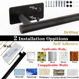 Vanloory Self Adhesive Bath Towel Bar, Stainless Steel Towel Racks for Bathroom No Drilling Heavy Duty Towel Holder Stick on Wall Sturdy and Rustproof Towel Hanger for Bathroom(Brushed Nickel,16In)