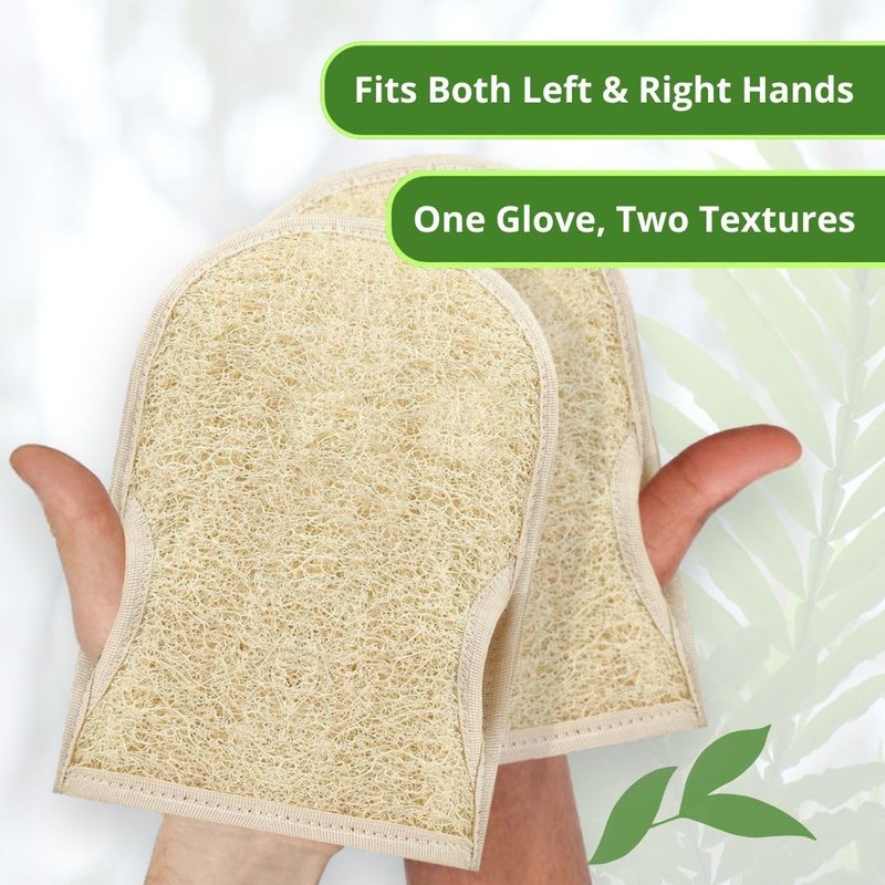 Guantes Exfoliantes de Lufa Natural y Tela de Rizo para
