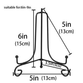 Hetoco 6 Inch Black Easel Plate Holder Decorative Display Stands for Photo, Picture Frames, Decorative Plates, Paintings and Art Pieces (Pack of 4)