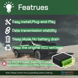Genapendex AFM/DFM Disabler,DOD Disabler Compatible with 5.3 Silverado 6.2 Sierra 2007-2022,Plug & Play.(Black)
