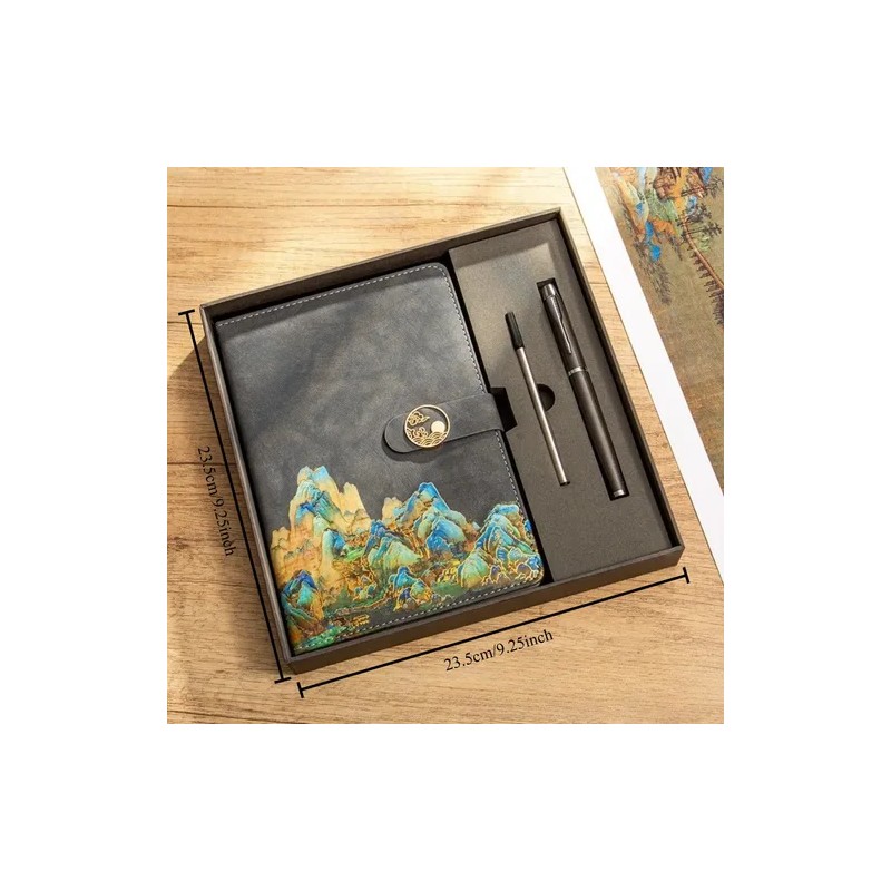 Juego De Cuadernos De Estilo Chino A5 De Piel Sintética,