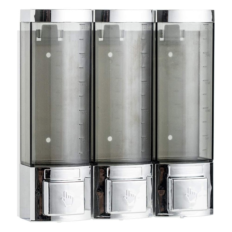 Shower Soap Dispenser 3-Chamber,Drill Free with Glue or Wall Mount