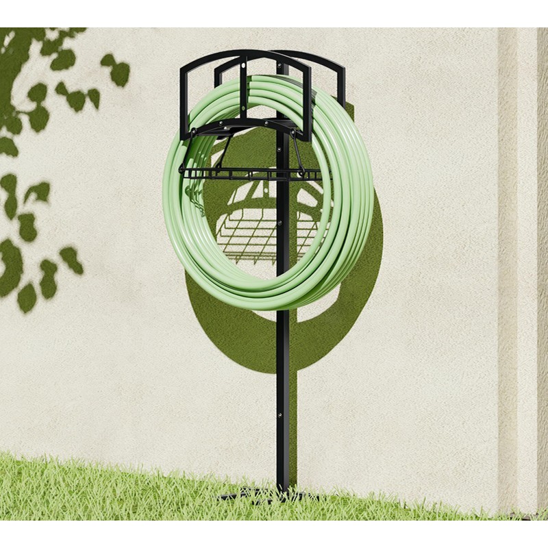 Calidola Garden Hose Holder with Storage Basket - Heavy-Duty Freestanding