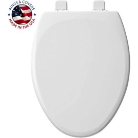 Mayfair 1843SLOW 000 Lannon Toilet Seat will Slow Close and Never Loosen, ELONGATED, Durable Enameled Wood, White, 2-Pack