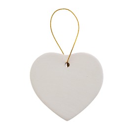 Ready to Paint DIY Ceramic Bisque Heart Ornaments with Hanger for Christmas Tree and Holiday Decoration | 12 Pack
