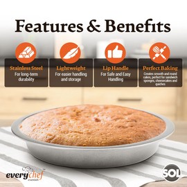 2pk 8 Inch Cake Tin | Durable Stainless Steel Round Cake Tins for Baking 8 Inch Round | 20cm Cake Tins for Home and Commercial Use | 8inch Cake Tin | Cake Baking Tins | Cake Pan