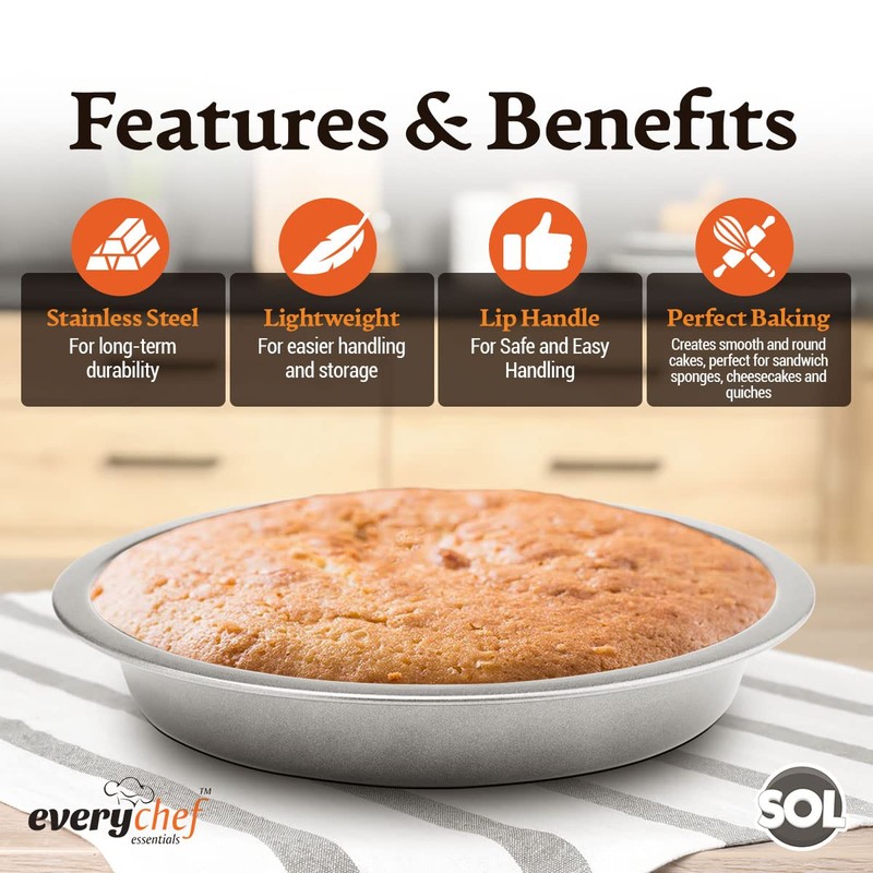 2pk 8 Inch Cake Tin | Durable Stainless Steel Round