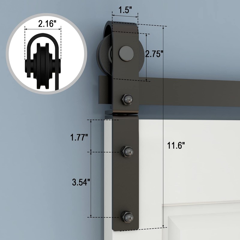 CCJH 6FT/72'' Bi-Folding Barn Door Hardware Sliding Track kit Heavy