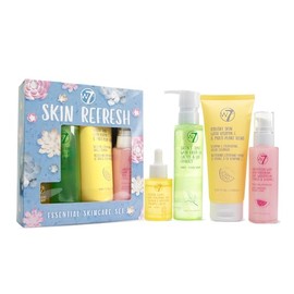 W7- Set de cuidado de la piel esencial Skin Refresh: set de regalo de rutina diaria de 4 pasos, contiene: limpiador hidratante, S