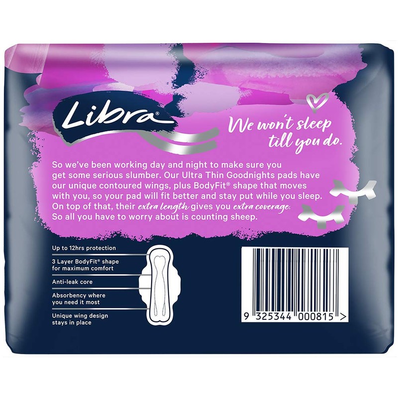 Libra Ultrathin Goodnight Pad with Wings (Pack of 20)