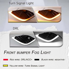 GEEGEETOP Switchback White/Amber LED Front fog light Daytime Running Lamp Amber Sequential Turn Signal light Feature Compatible with Toyota Camry 2018-2021 SE XSE Replacement Bumper Trim Kit