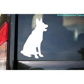 German Shepherd Dog WHITE custom vinyl decal 5" x 3.5" GSD Alsatian Wolf Dog Canine