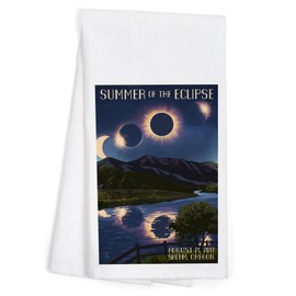 Lantern Press Salem, Oregon, Solar Eclipse 2017, Summer of The Eclipse (100% Cotton Tea Towel, Decorative Hand Towel, Kitchen and Home)