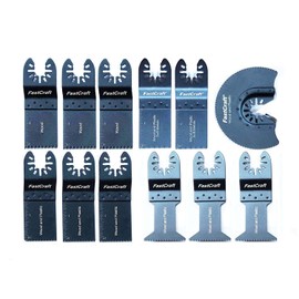 FastCraft 12pc Assortment of Bi Metal Steel Saw Blades Half Moon & E-Cut Blades All Industrial & PRO Grade Tough Cutting for Oscillating Tools