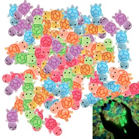 RXKFIGX 60 Pcs Mini Resin Turtles Luminous Tiny Turtle Small Resin Turtles Luminous Tiny Cute Turtle for DIY, Garden Miniature Landscape, Aquarium, Dollhouse Decoration (6 Colors)