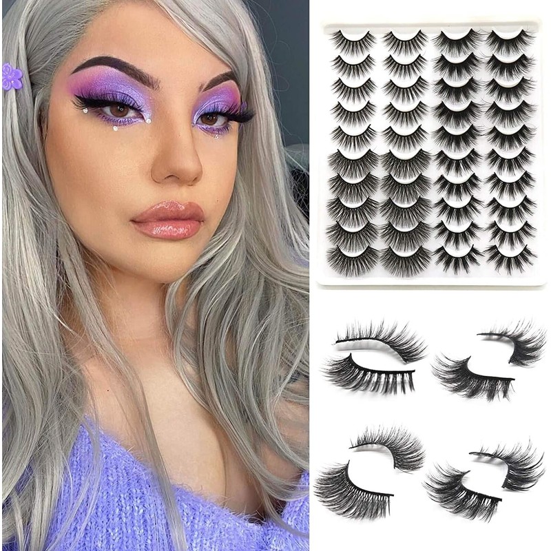 HANSPY False Eyelashes, Fluffy Crossed Faux Mink Eyelashes, 4 Styles,