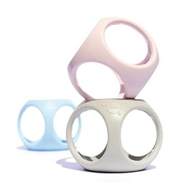 Moluk • Oibo Elastic Chewable Baby Ball for Toddlers and Babies • Educational Sensory Toy • Pack of 3 • BPA Free, Phthalate-Free, Latex-Free • 0+ Years • Pastel Pink Grey and Blue • 43424.