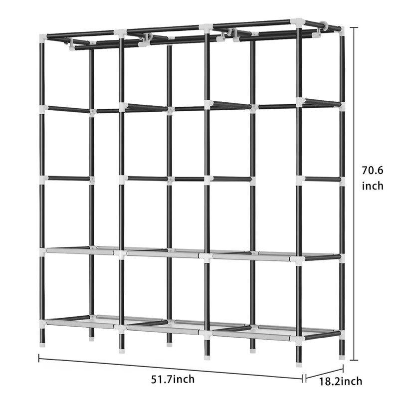 LOKEME Wardrobe Closet,Portable Closet for Bedroom Steel Pipe Diameter 19mm
