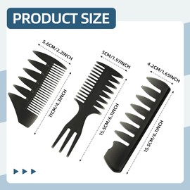 Styling Comb Men's Set NOCHME Professional Wide Teeth Slick Back Hair Comb Rat Tail Hair Brush Detangling Comb and Teasing Comb for Men Hairdressers Salon Hair Styling and Barber, Black