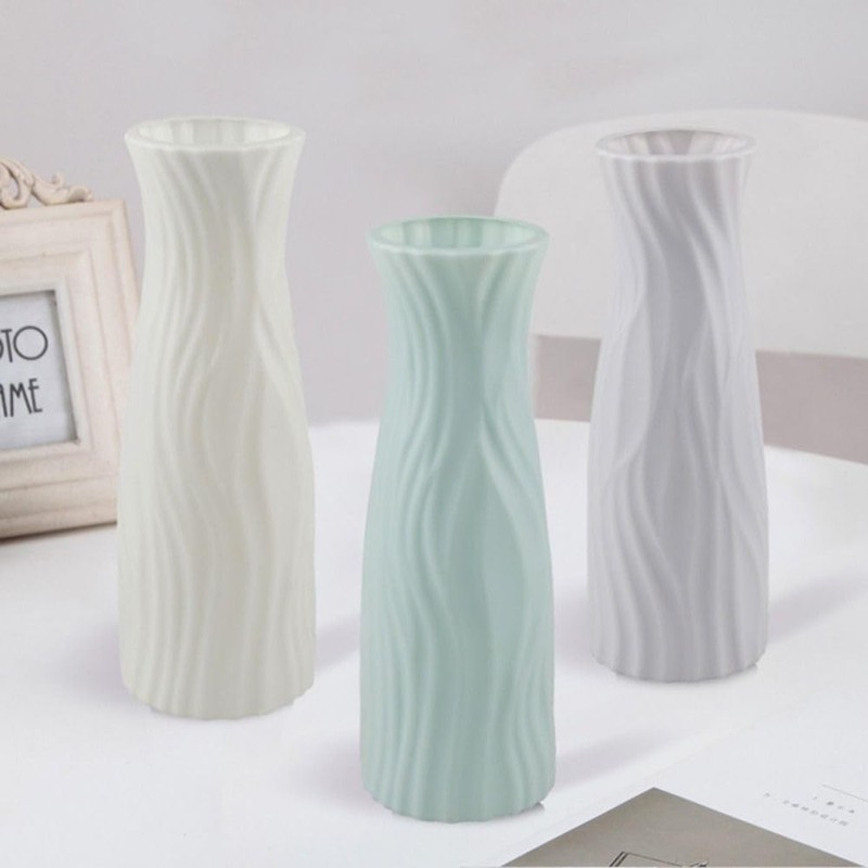 Reusable Plastic Flower Vase Imitation Ceramic Decorative Container for Flower